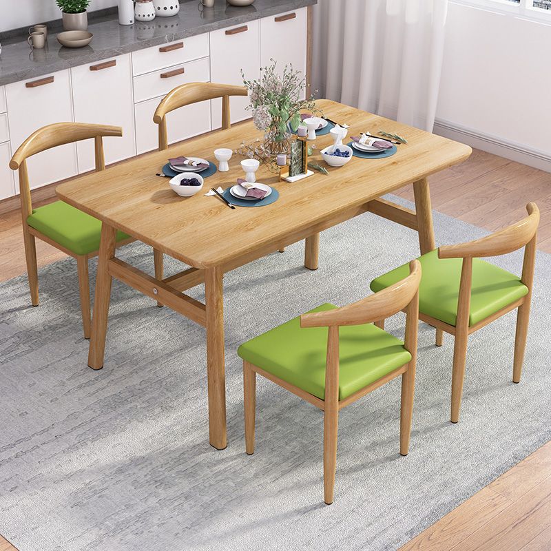 Rectángulo Conjunto de comedor contemporáneo MDF Conjunto de muebles de comedor de altura estándar con base de caballete