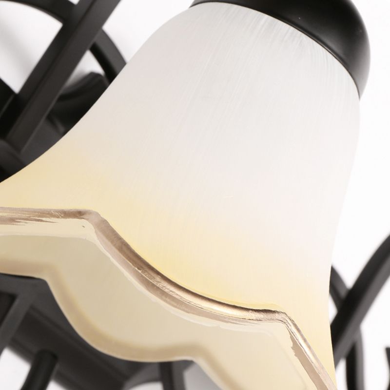 Einfachheit mit überbrochener Glockenwand montieren leichte Handgeblasenes Gla -Waschtischleuchte in Schwarz