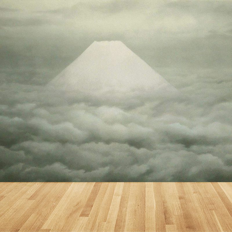 Light Green Mountains Wall Mural Moisture Resistant Modern Living Room Wall Decor