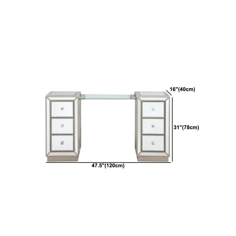 Sliver Glass Vanity Set 15.74" Wide Make-up Vanity with 6 Storage Drawers