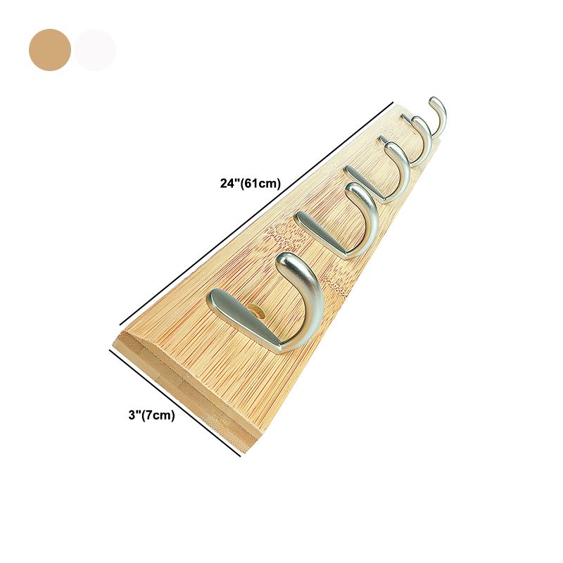 Modern Wood Coat Rack Wall-Mounted with Hooks Entry Hall Tree