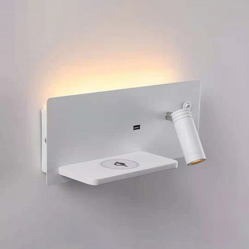 Lámparas de pared rectangulares de estilo contemporáneo metal 2 luces lectura de luz de pared
