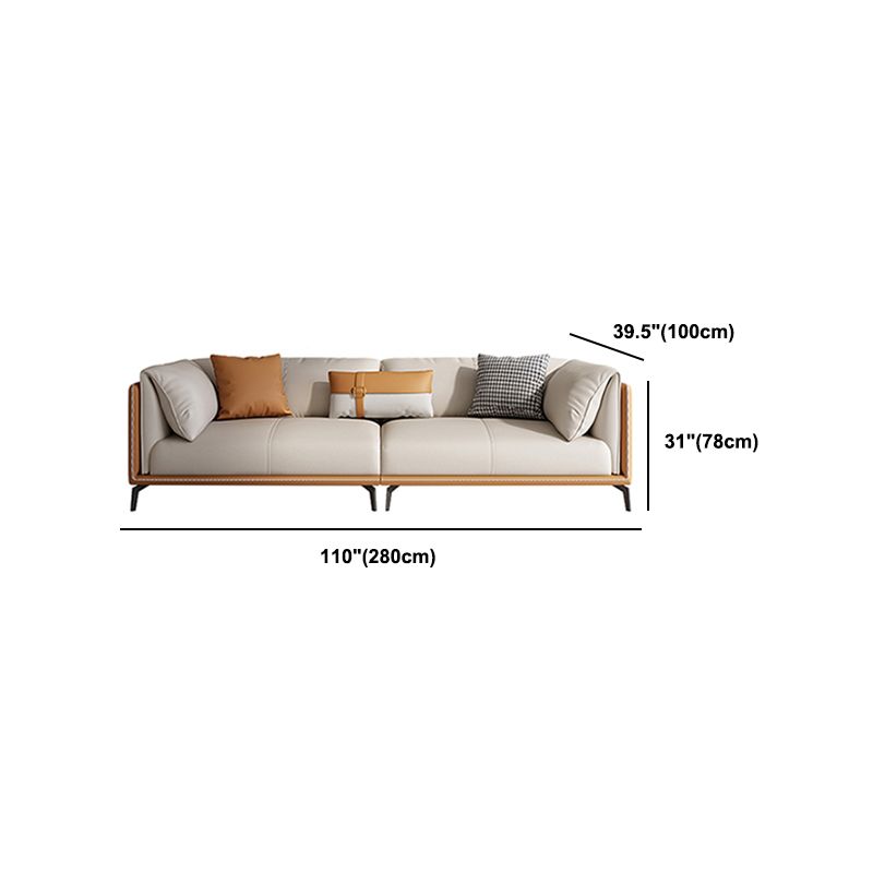 Contemporary Cushions Standard Pillow Top Arm Genuine Leather Sofa