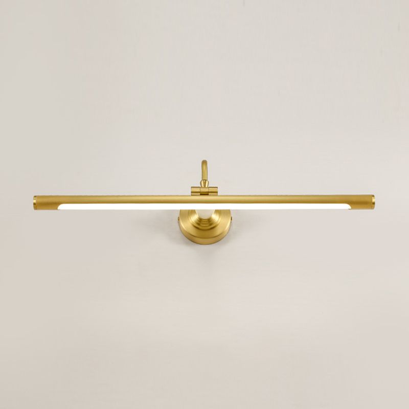Linear Metal Wall Sconce Modern Style 1 Light Mirror Wall Mount Light Fixture in Brass