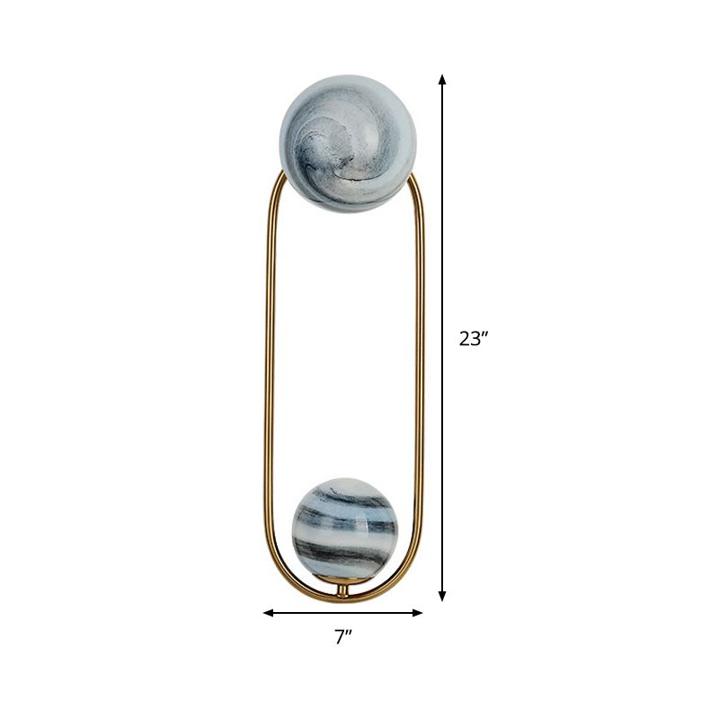 Oval Wall Lighting Modernism Metal 2 Bulbs Gold Sconce Light Fixture for Living Room