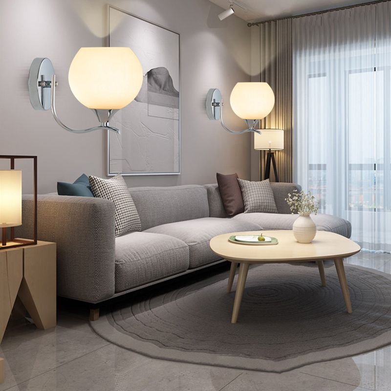 Modernism 1/2-Light Chrome Vanity Light Glass Shaded Bath Bar