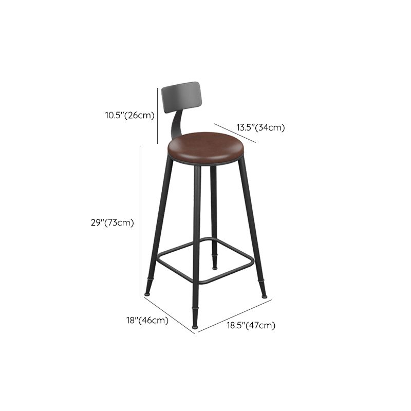 Industrial Style Iron Bar Stool Armless Bar Stool with Black Legs
