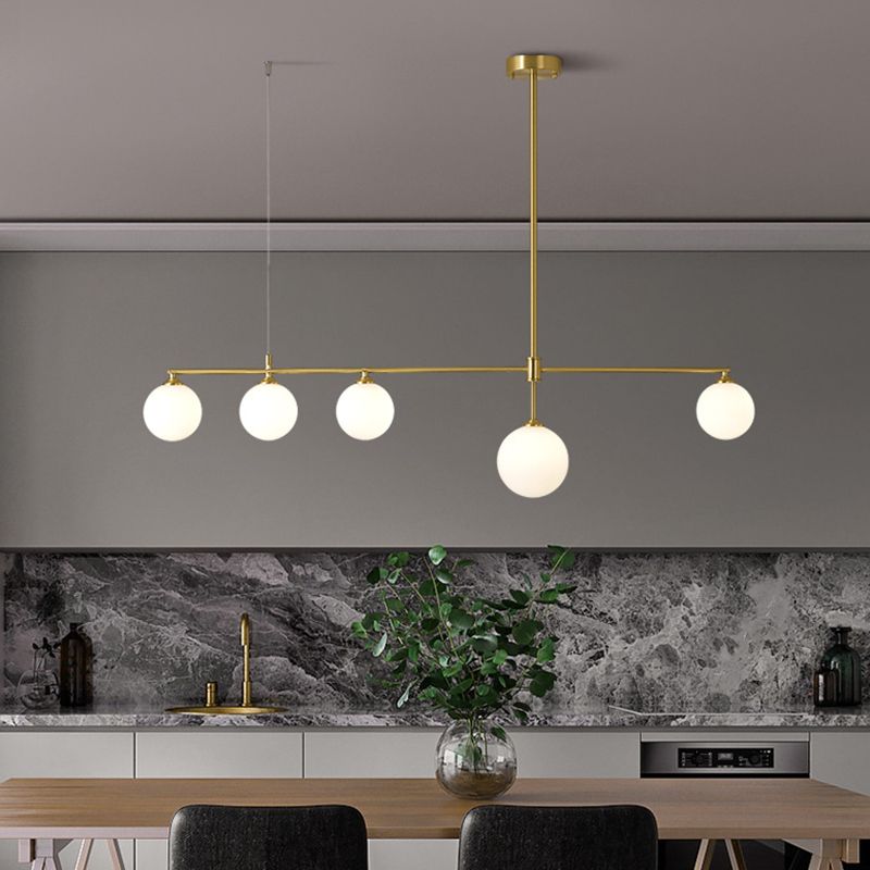 Postmodern Style Island Light Multi-Head Pendant Light with Glass Shade for Dining Table