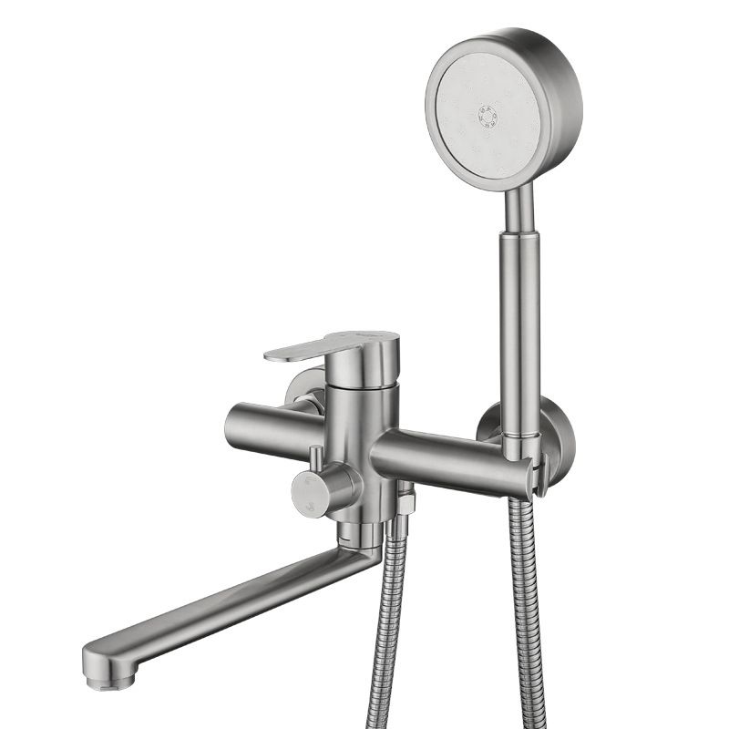 Wall Mounted Metal Tub Filler Low Arc Swivel Bathroom Faucet