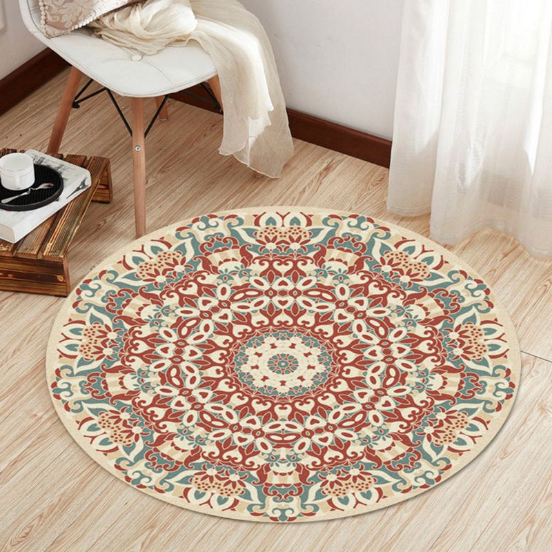 Rose Red Rug Polyester Graphic Indoor Rug Washable Rug for Drawing Room