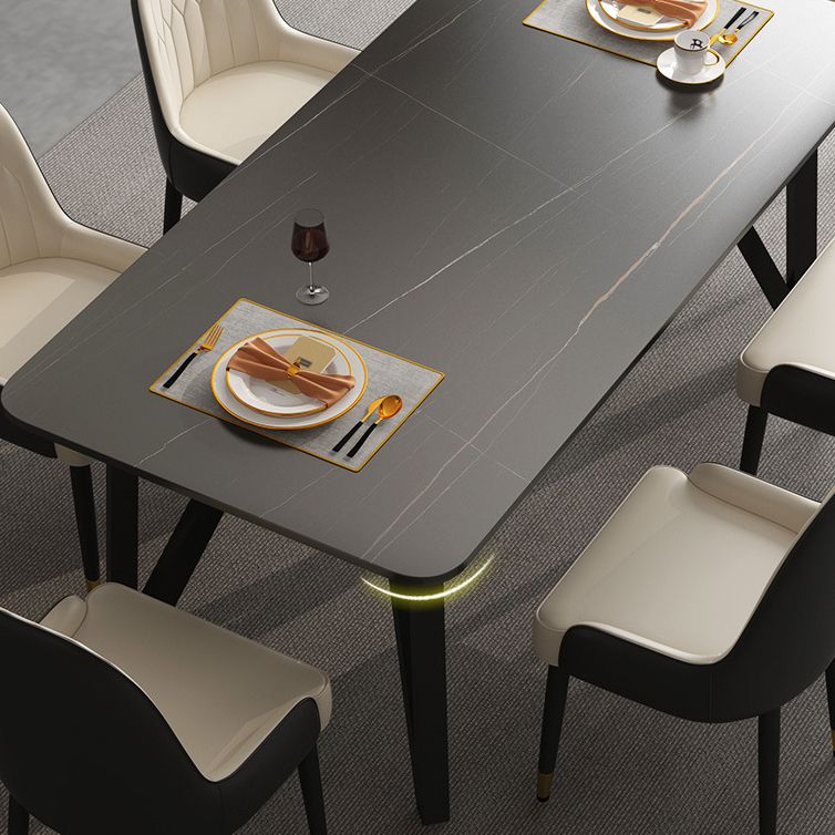 Rectangle Dining Table 4 Legs Dining Table in Black Frame for Kitchen