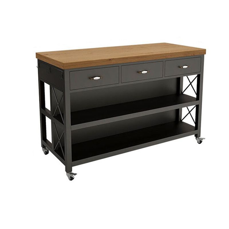 Modern Kitchen Island 3 Drawer Kitchen Island Table with Casters