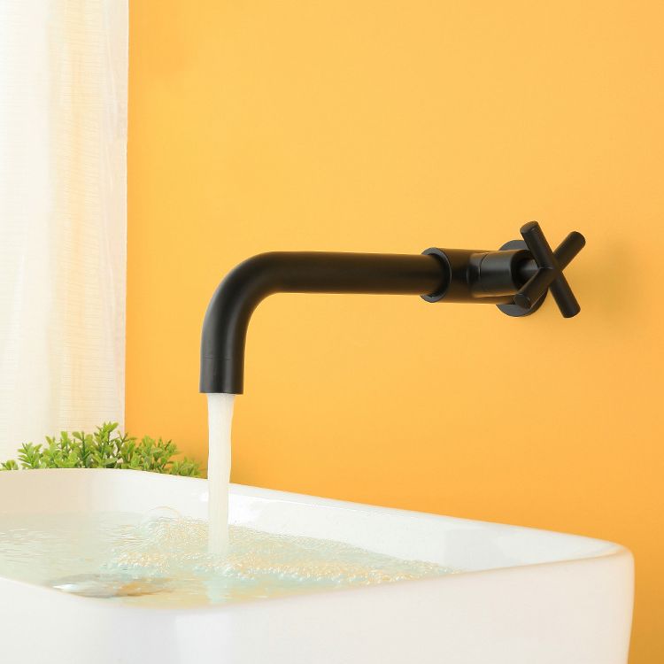Wall Mounted Faucet Single Cross Handle Sink Faucet for Bathroom