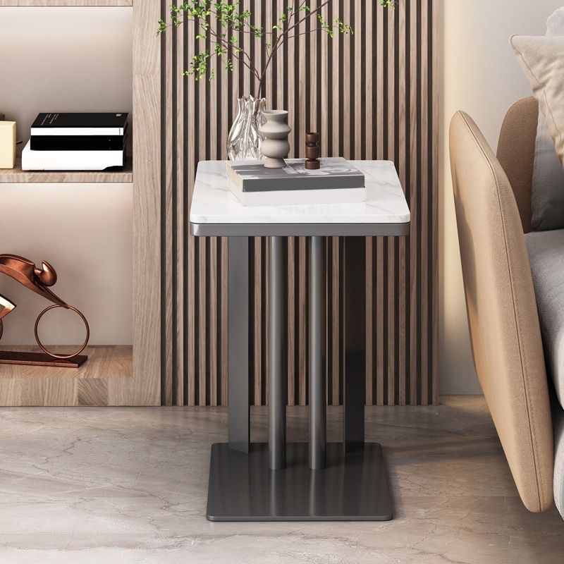 Contemporary Metal C Side Table Slate Top Rectangular Side Table