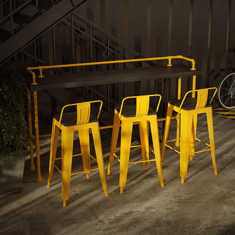 Wood and Metal Bar Stool and Table Set 1/3/4/5/6 Pieces Rectangular