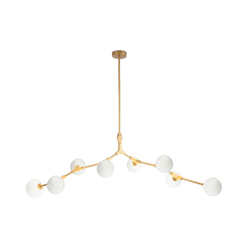Ast Hanging Lampe moderne nordische Stil Opalglas 5/6/7 Lichter Gold Kronleuchter Licht