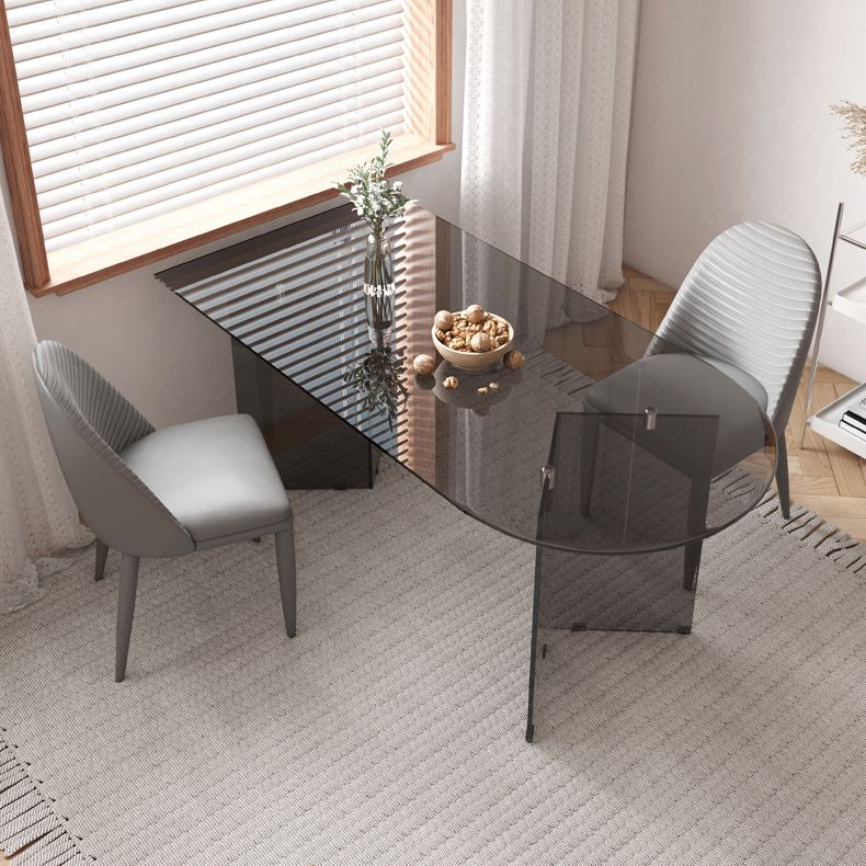 Contemporary Free Form Table Clear Glass Top Table for Dining Room