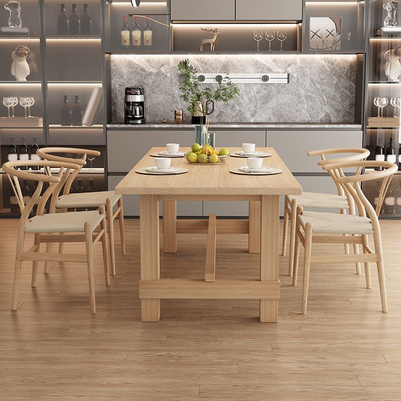 Modern Dining Set Rectangular Natural 1/4/5 Pieces Trestle Dinette Set