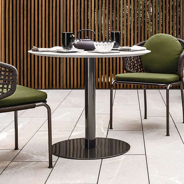Metal Traditional Luxury Round Table Sintered Stone Table with Pedestal Base