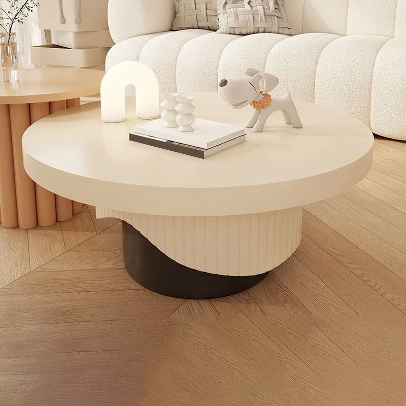 Contemporary Coffee Table Wooden Pedestal Round Coffee Cocktail Table