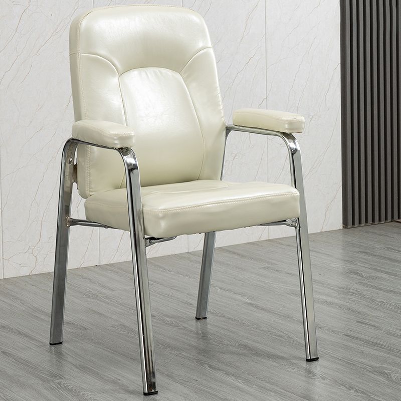 Sillas de comedor de cuero de estilo moderno Sillas laterales de comedor con brazo trasero sólido