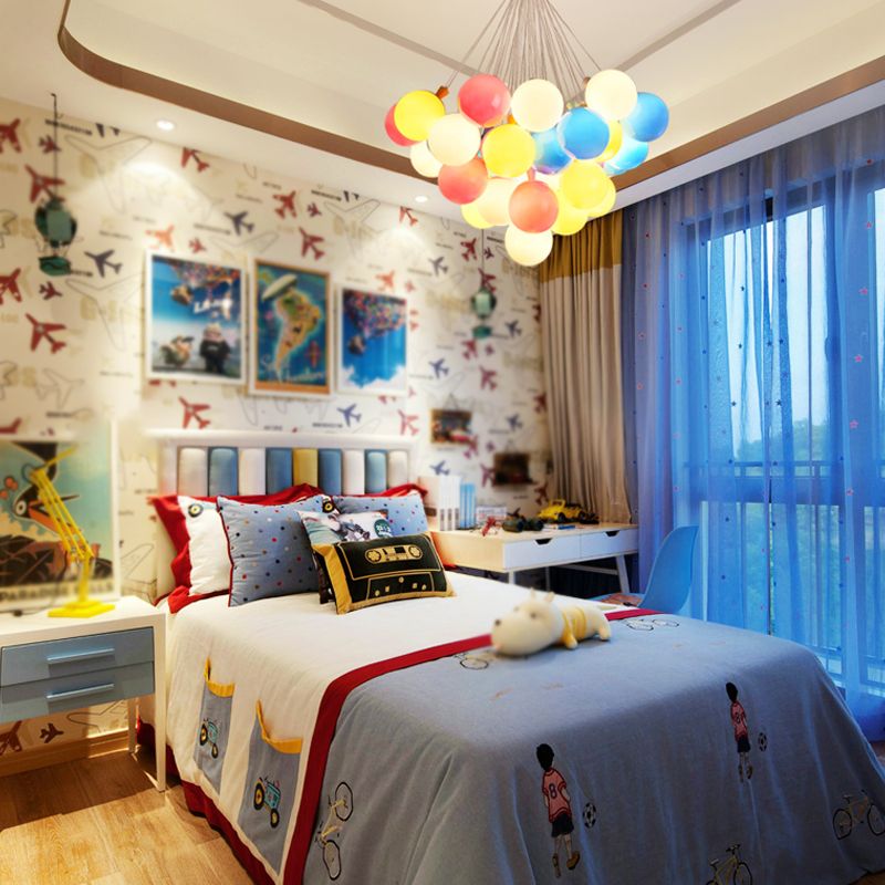 Balloon Colored Chandelier Light Simplicity Acrylic Pendant Light for Child Room