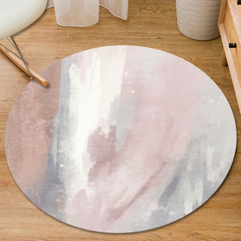 Mehrfarbiger, schlichter Teppich mit Aquarelldruck, runder Teppich, freundlicher, waschbarer Teppich für die Inneneinrichtung