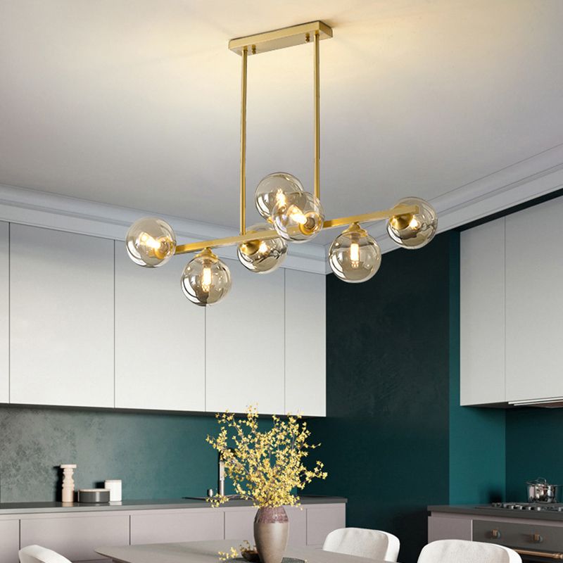 Spherical Shape Island Pendant Modern Style Glass Multi Lights Island Lighting for Bedroom