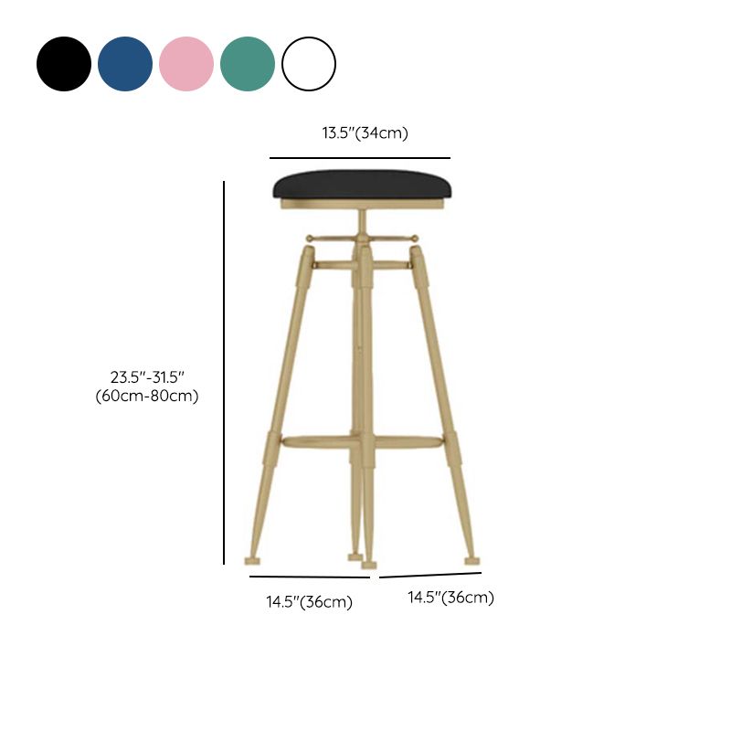 Metal Adjustable Height Bar Stool Industrial Upholstered Bar Stools