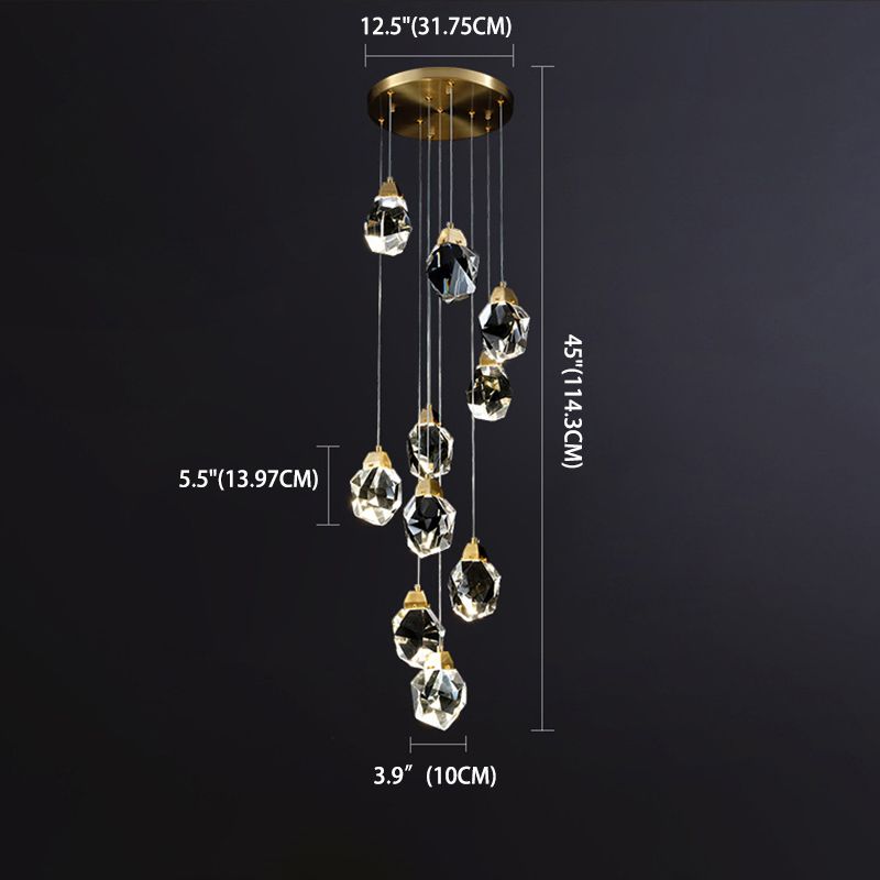 Meerdere afgeschuinde kristalprisma's Droplamp Moderne lange suspensie hanglamp voor trap