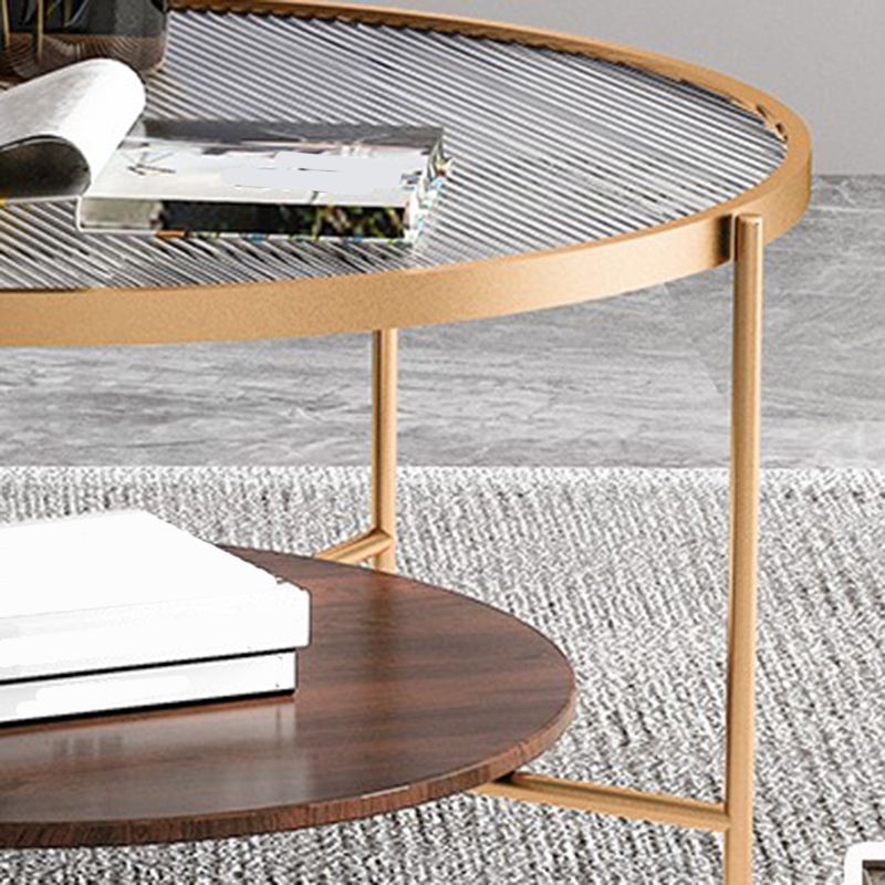 Gold/Black Metal 4 Legs 1 Coffee Table Modern Glass Top Table