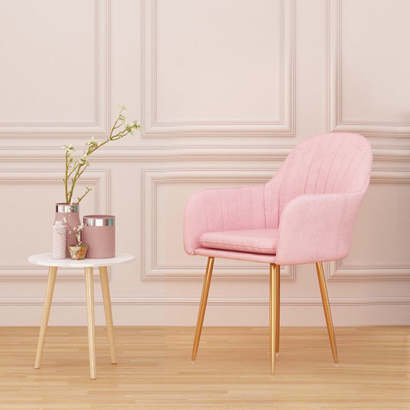 Scandinavian Dining Arm Chair Solid Back Chair with Metal Legs for Home Use