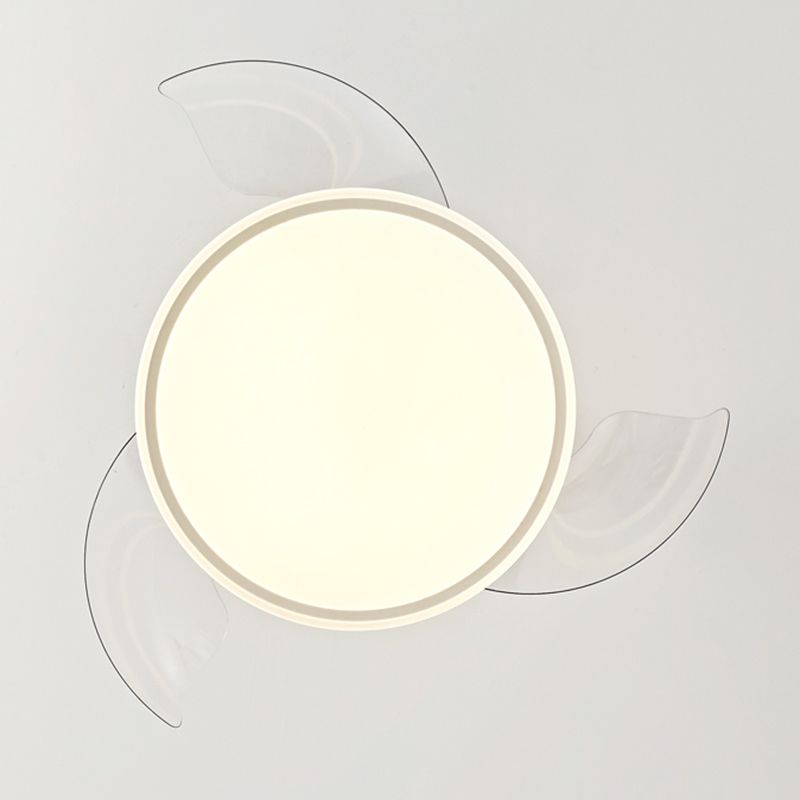 Metallic Drum Hanging Fan Lamp Frequency Conversion Modern LED Semi Flush Mount Lighting