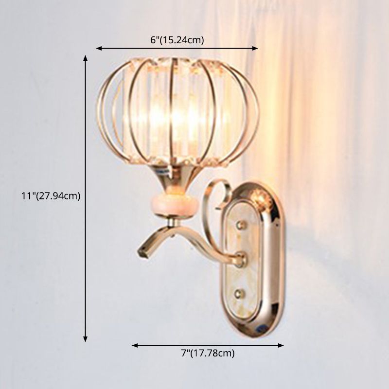 Gooseneck Crystal Wall Lamp Fixture Minimalist 1-Light Wall Sconce Light for Corridor
