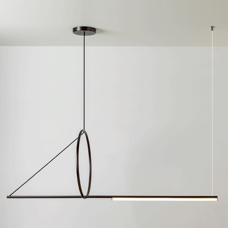 Lustre linéaire lustre moderne en métal simple îlot de plafond îlot de plafond en noir