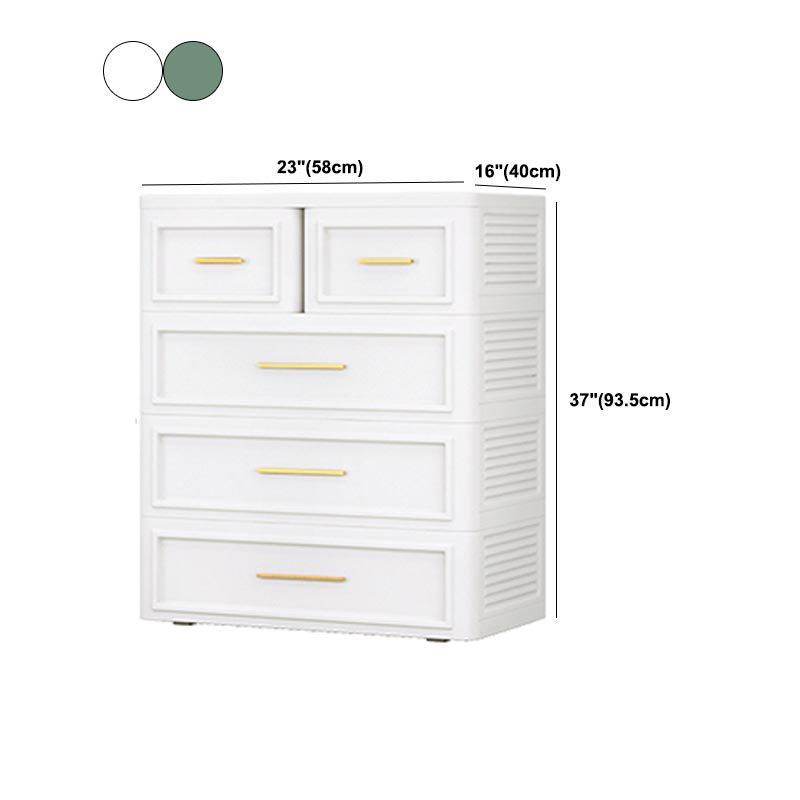 White and Green Non-Hanging Armoire Contemporary Plastic Cabinet