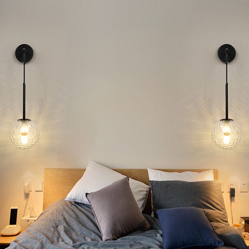 Glass Ball Shade Wall Lighting Modern Style Single Light Wall Mounted Light Fixture