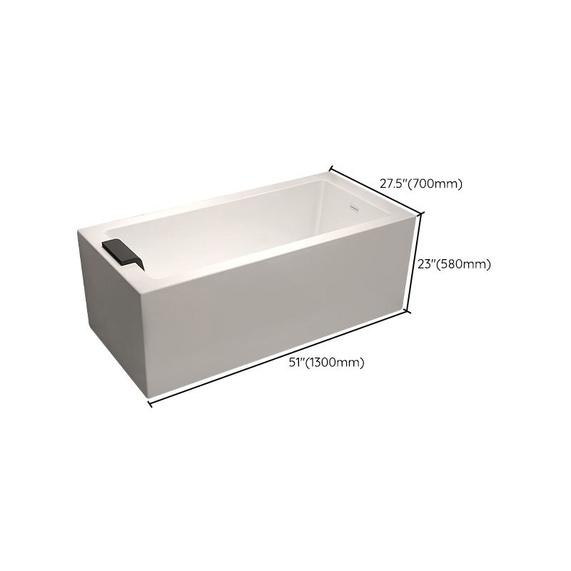 Modern Rectangular Bathtub Acrylic Soaking White Back to Wall Bathtub