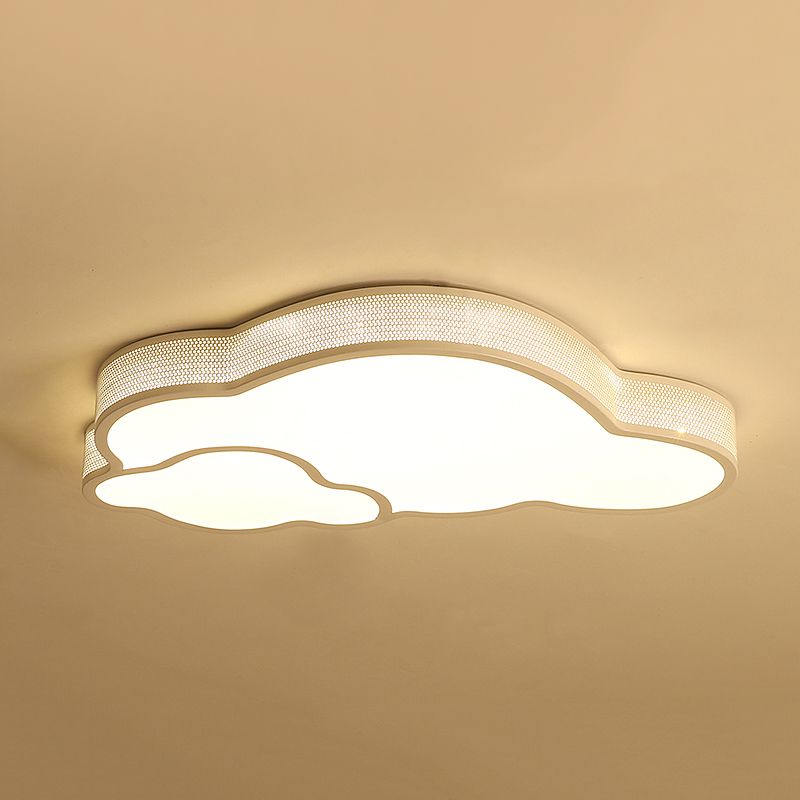 Macaron Flat Cloud Ceiling Mount Light Metal Acrylic LED Ceiling Lamp for Baby Girls Bedroom