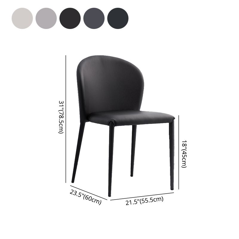 Minimalistische stijl armloze vaste achterzijde stoelen lederen eetkamerstoelen voor thuis
