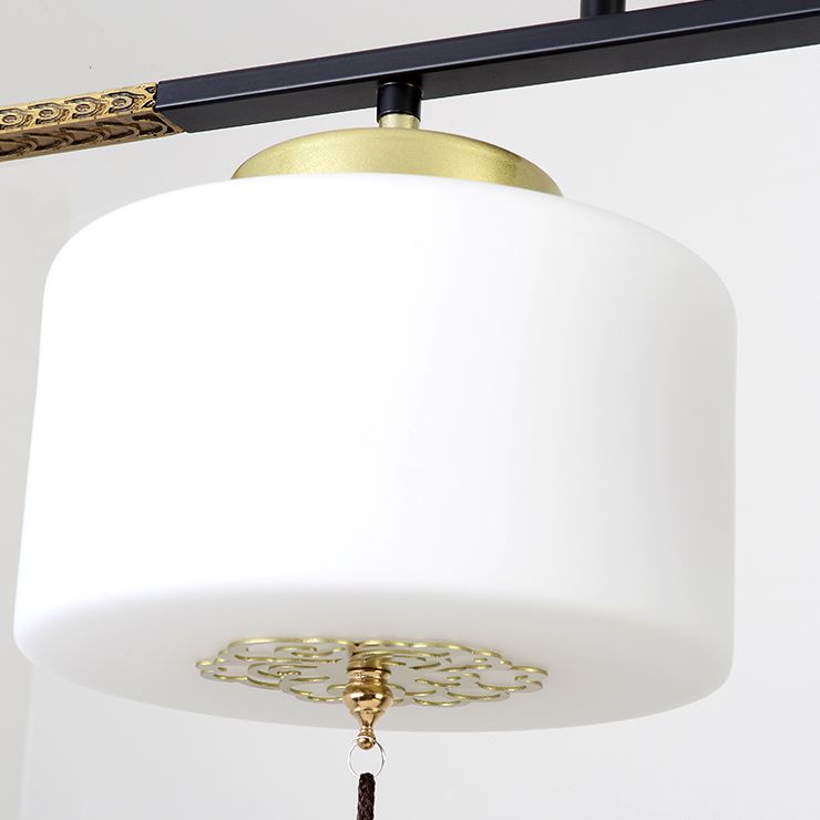 Modern Style Cylinder Shape Island Lights Metal 3 Light Island Lighting in Black
