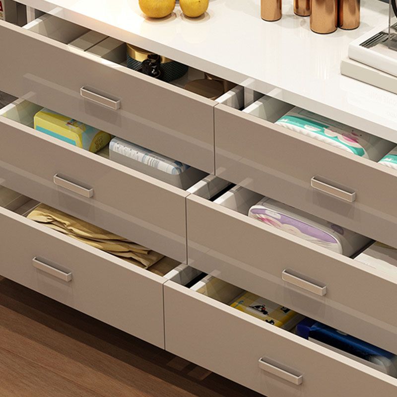 Bedroom Wooden Storage Chest Dresser Horizontal Storage Chest Dresser in White and Grey