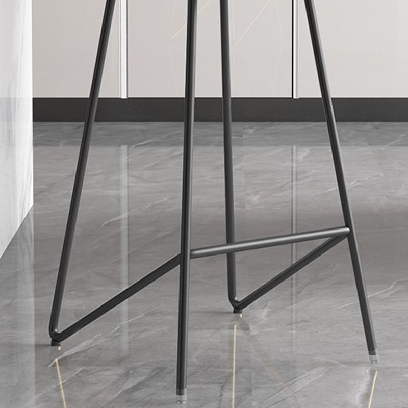 Modern Backrest Armless Counter Stool Iron Bar Stool with Leather Cushion