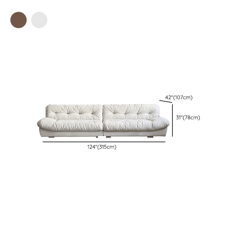 French Country Stain Resistant Faux Leather Armless Sofa in Brown/Beige