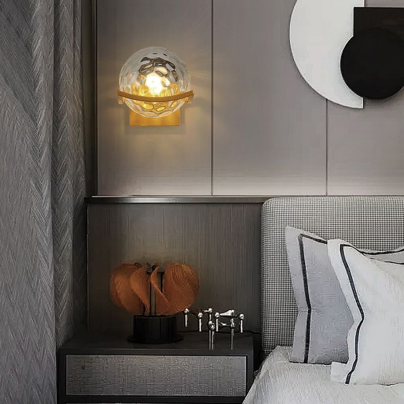 Spherical Bedroom Wall Light Sconce Glass  Contemporary Style Sconce Light Fixture