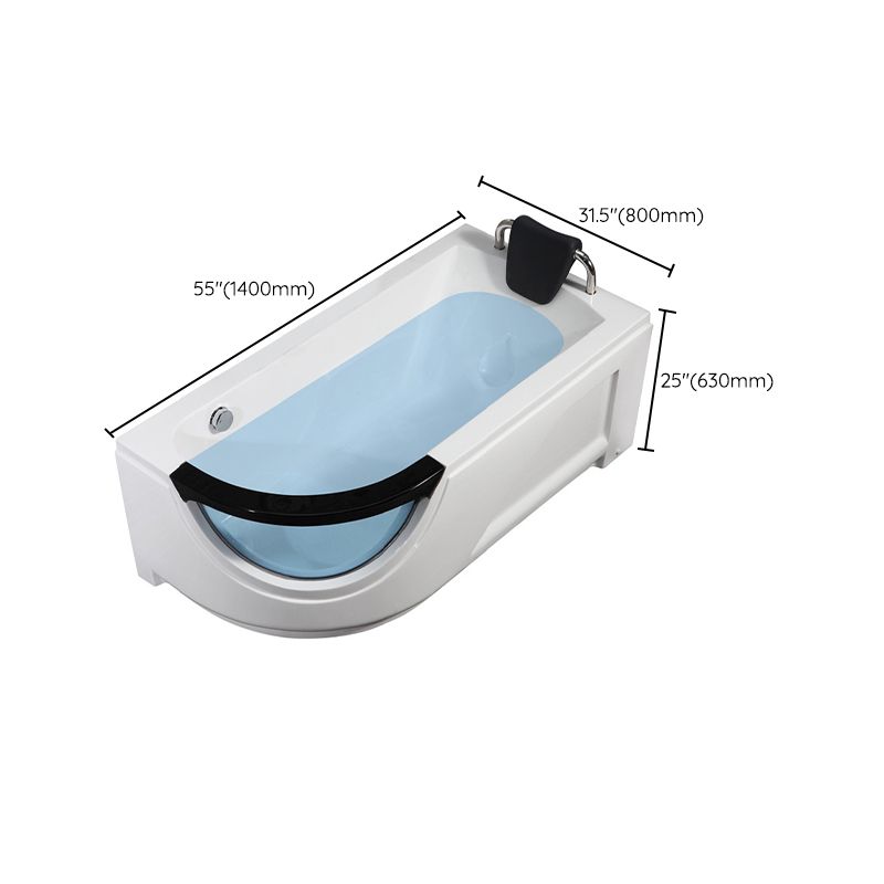 Free Form Corner Bathtub Acrylic Soaking White Modern Back to Wall Bathtub