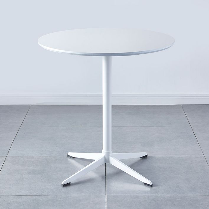 Metal Contemporary Round Dining Table Wood Top Table for Dining Room and Kitchen