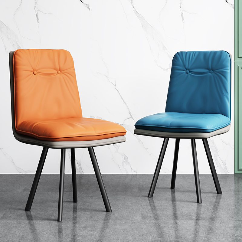 Industrial Style Side Chair Upholstered Side Dining Chair with Metal Base