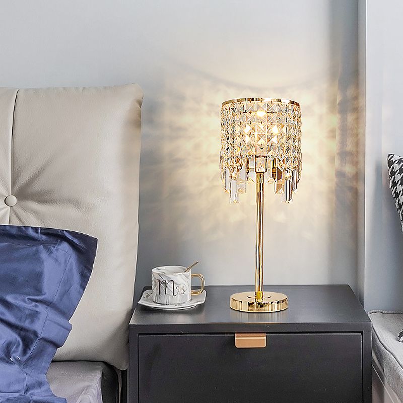 Contemporary Cylinder Task Light Amber / Clear Crystal 1 Bulbe Dining Salle Small Desk Lampe