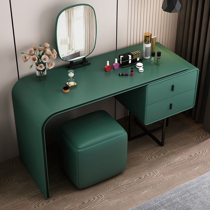 Glam Makeup Dressing Table Leather Make-up Vanity with Double Drawer